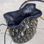 Christian Dior 30 Montaigne Mini Bucket Bag with Drawstring Dark Blue